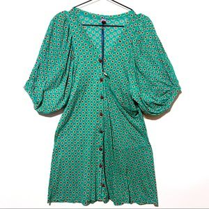 FARM Rio Smiley Green Daisy Mini Dress